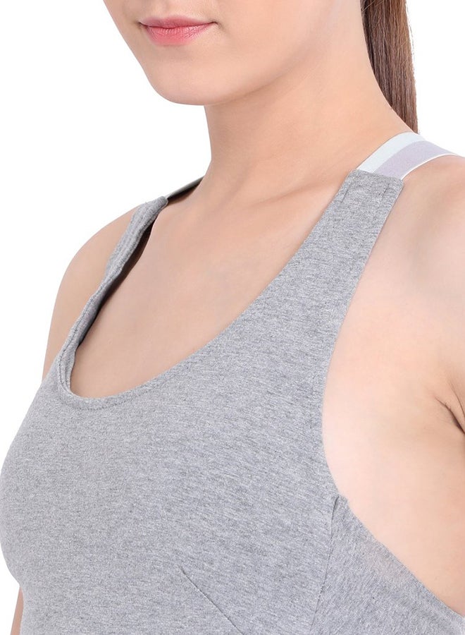 SATVA - Organic Round Neck Solid Fitted Vest Grey - Image 1
