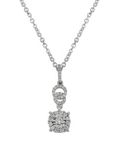STARGEMS 18K White Gold Round Diamond Pendant 