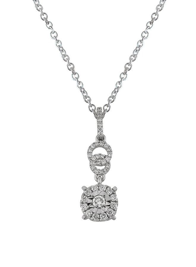 STARGEMS - 18K White Gold Round Diamond Pendant - Image 1