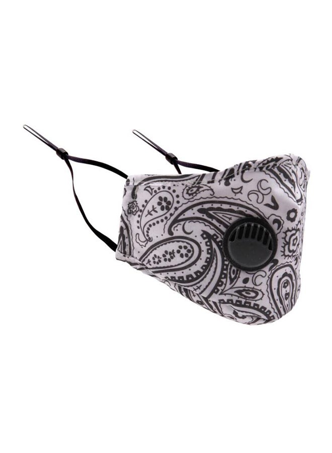 Black Flowers Printed Dust Proof White Face Mask With 3 PM 2.5 Filter - Image 2