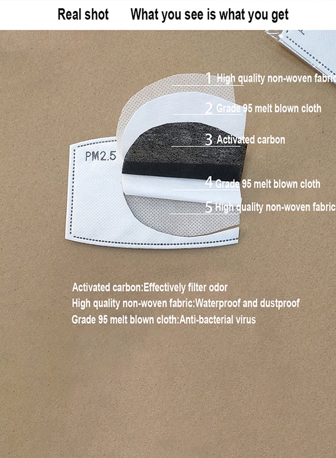 Black Flowers Printed Dust Proof White Face Mask With 3 PM 2.5 Filter - Image 4