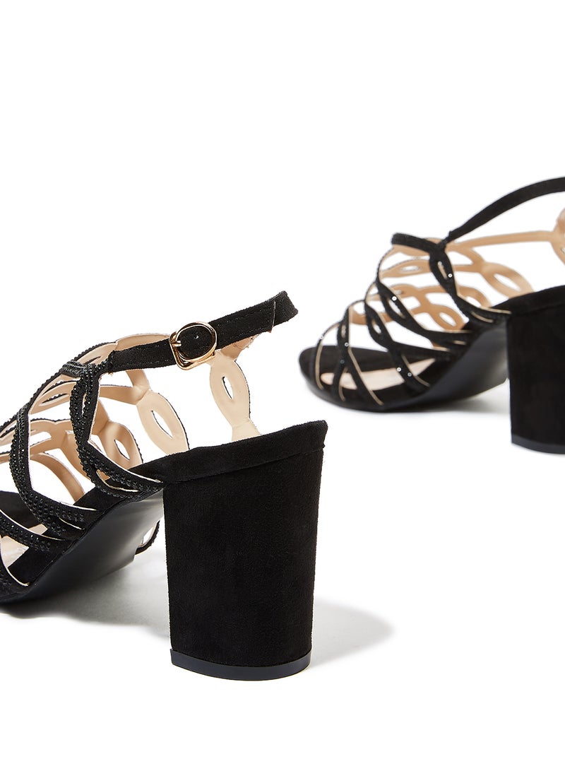 Ronnie Grey Embellished Strap Sandals Black - Image 4