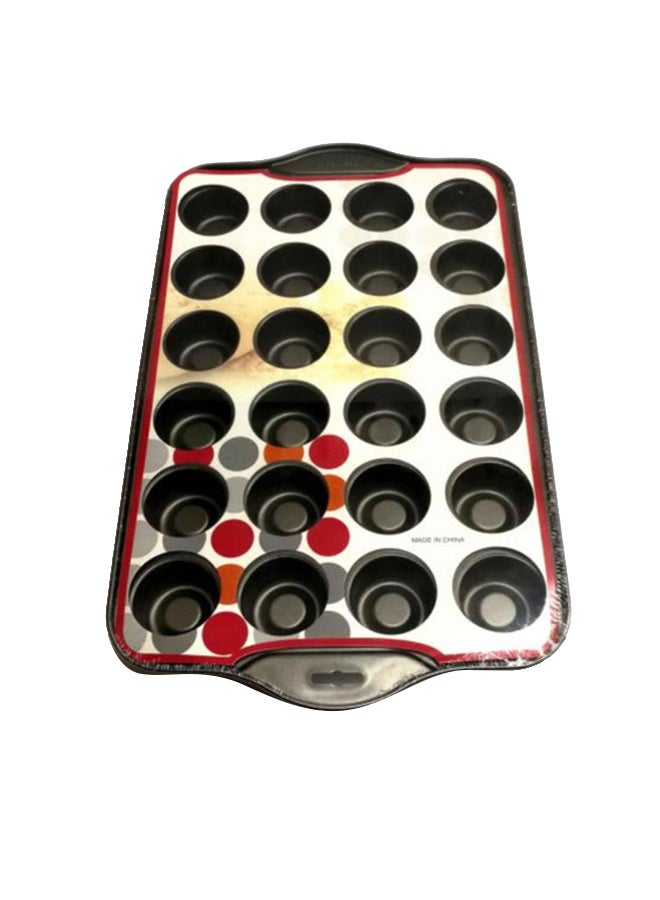 يونيفرس صينية قوالب خبز مكونة من 24 تجويف فضي/ أحمر/أسود 42x27سم - Image 1