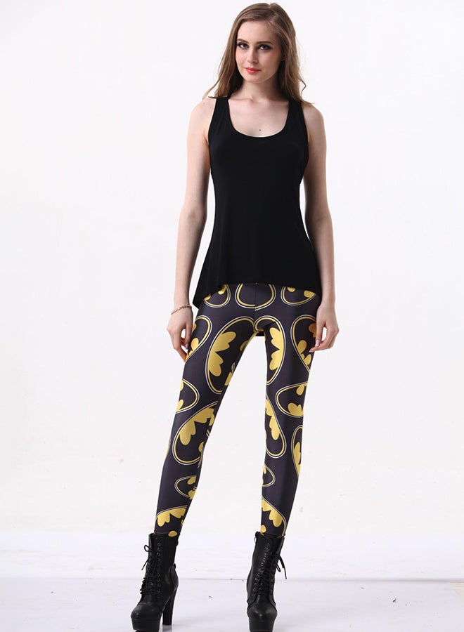 جوي شيك بنطال ضيق بخصر مرتفع مزين بطبعة أسود/ أصفر/ أبيض - Image 3