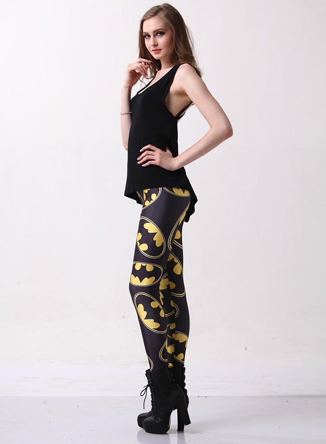 جوي شيك بنطال ضيق بخصر مرتفع مزين بطبعة أسود/ أصفر/ أبيض - Image 4