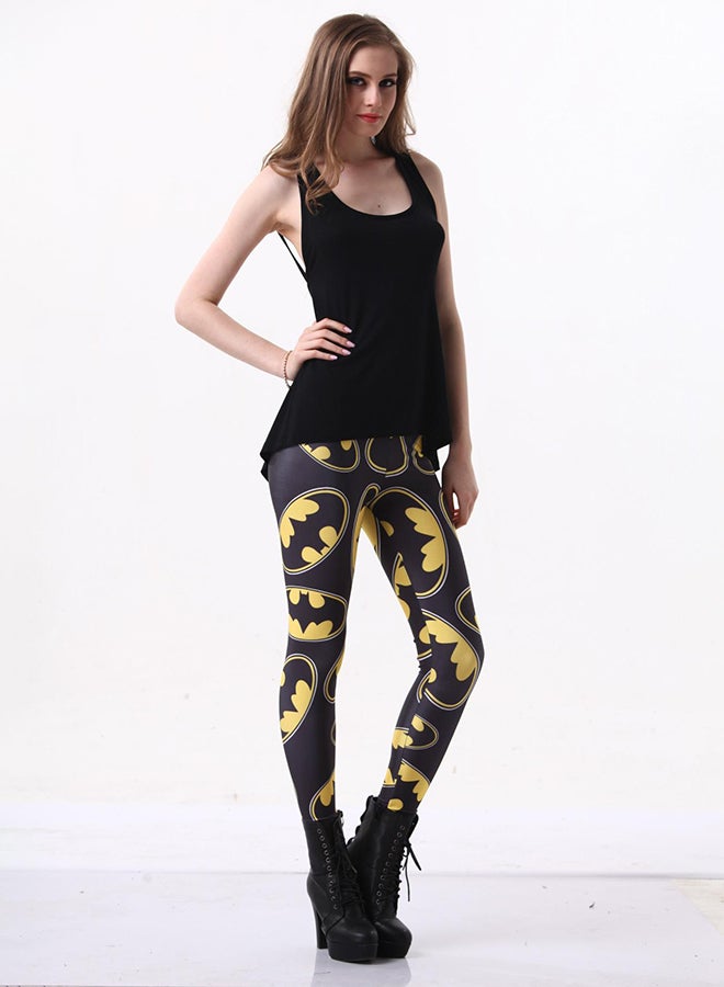 جوي شيك بنطال ضيق بخصر مرتفع مزين بطبعة أسود/ أصفر/ أبيض - Image 5