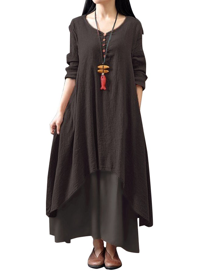 فستان بوهو سادة أسود - Image 1