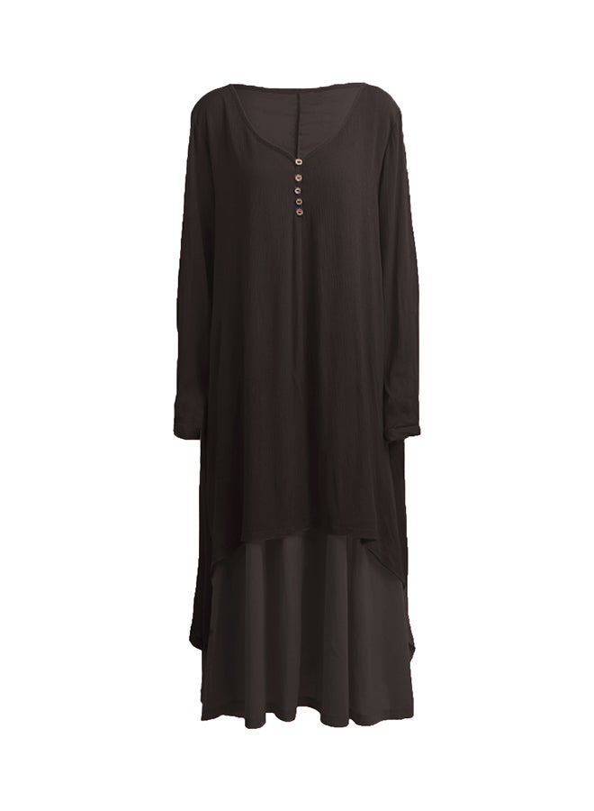 فستان بوهو سادة أسود - Image 2