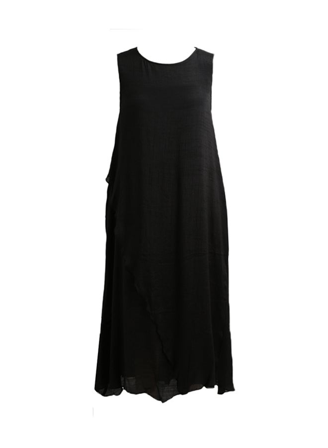 Solid Asymmetric Hem Dress Black - Image 2