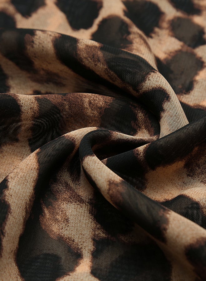 Leopard Print Shirt Dress Brown  - Image 3