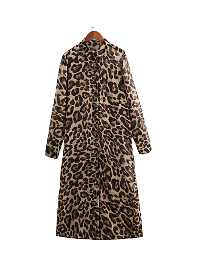 Leopard Print Shirt Dress Brown  - Image 2