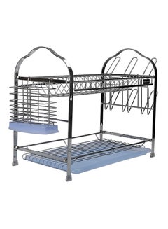 Royalford 2-Layer Stainless Steel Wall Hanging Dish Rack Silver 54x25.2x37.8cm  - Image 1