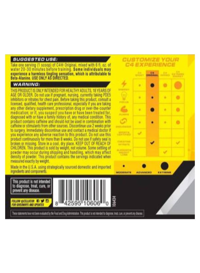 سيلوكور مكمل غذائي C4 أوريجينال إكسبلوسيف لما قبل التمارين - نكهة الليمون الوردي - 30 جرعة - Image 3