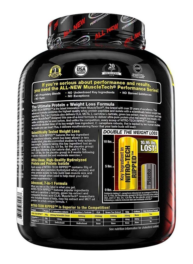 MuscleTech - Nitro Tech Ripped Protein Chocolate Fudge Brownie 907 Gram - Image 1