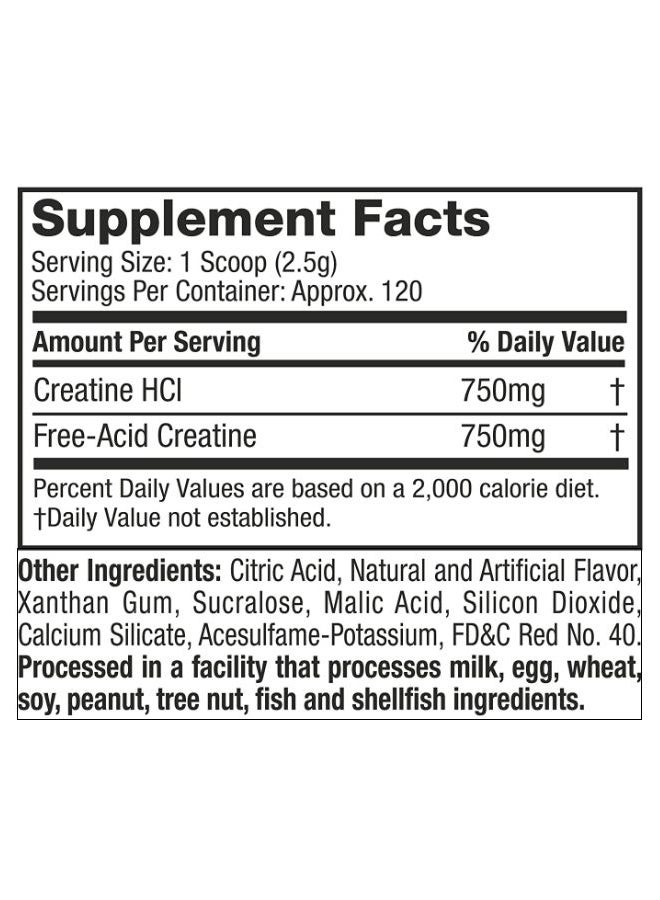 Creactor Creatine HCL Pre-Workout - Fruit Punch Extreme - 120 Servings
