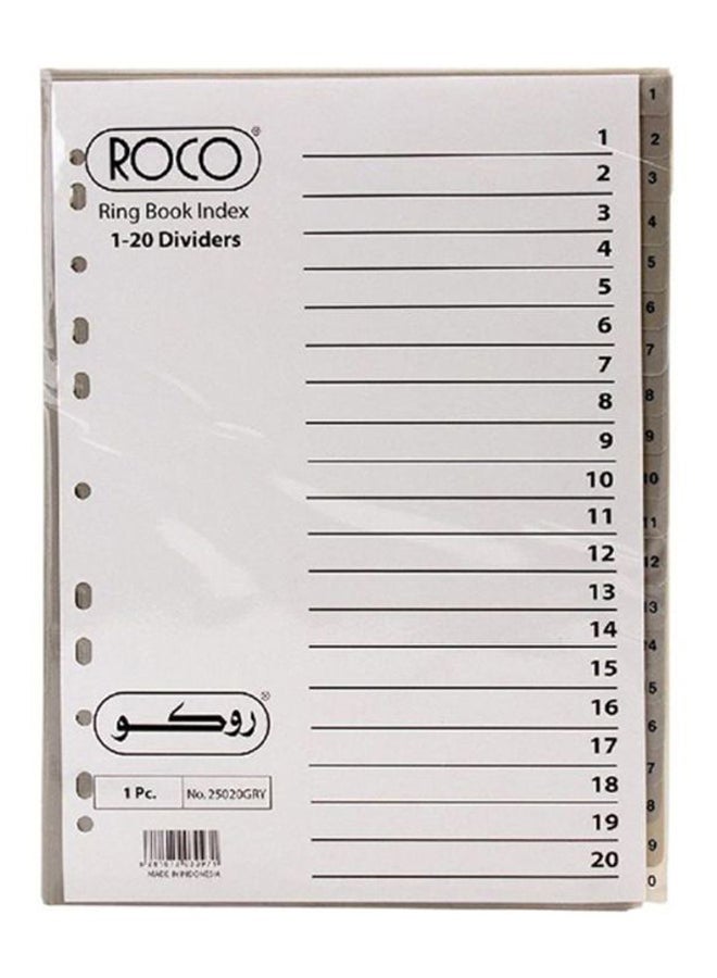 روكو فواصل فهرسة للكتب بحلقة مقاس A4 أوف وايت/أسود - Image 1