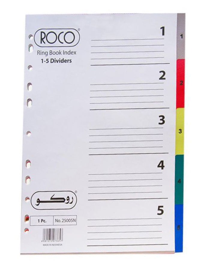 روكو فواصل فهرسة للكتب بحلقة مقاس A4 متعدد الألوان - Image 1