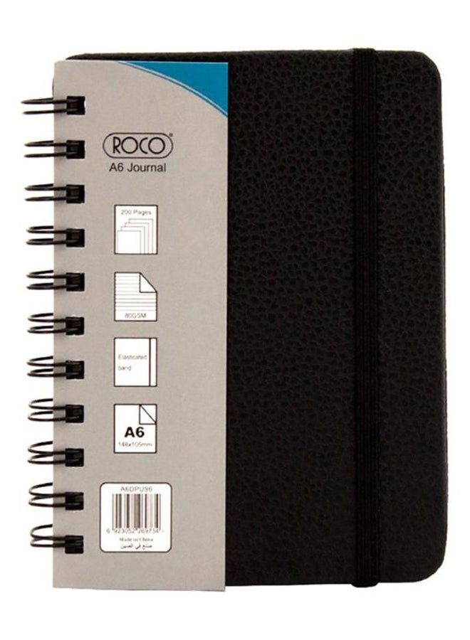 ROCO A6 Spiral Bound Lined Journal Black/Beige/Blue - Image 1