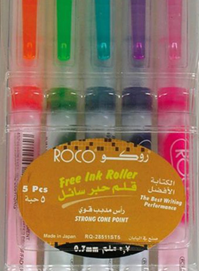 ROCO 5-Piece Liquid Ink Roller Pen Set Multicolour - Image 2