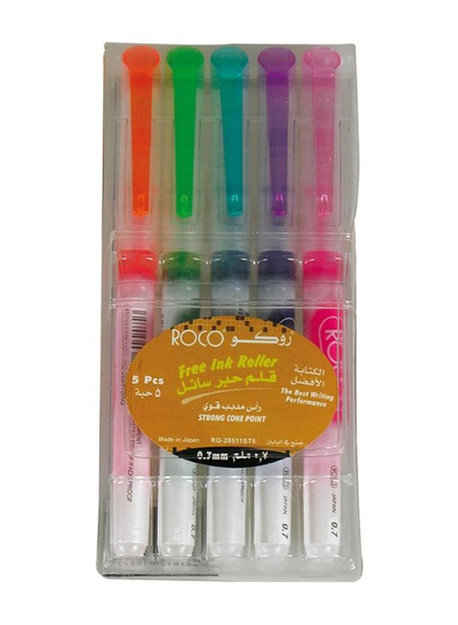 ROCO 5-Piece Liquid Ink Roller Pen Set Multicolour - Image 1