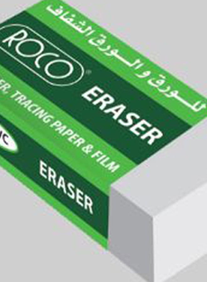 ROCO - Rectangular Non-Dust Eraser White/Green - Image 1