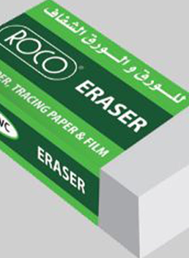 ROCO Rectangular Non-Dust Eraser White/Green - Image 2