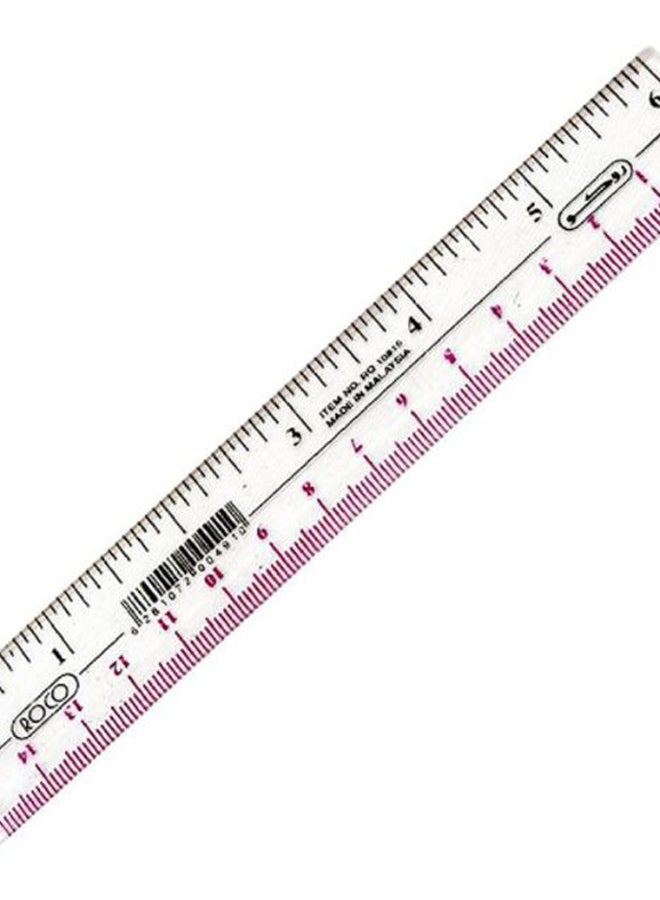 روكو مسطرة بتصميم مانع للانزلاق وبحافة مائلة شفاف/ وردي/ أسود - Image 2