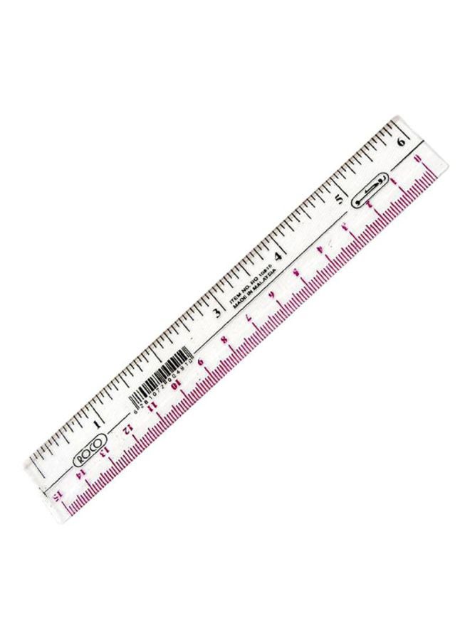 روكو مسطرة بتصميم مانع للانزلاق وبحافة مائلة شفاف/ وردي/ أسود - Image 1