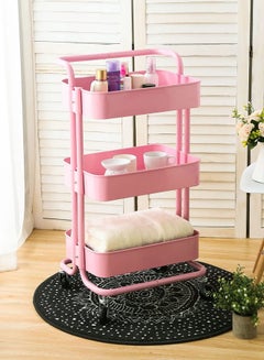 3-Tier Rolling Shelves Metal Cart Organizer Pink 85x45x35cm - v1597068860/N39639226A_2