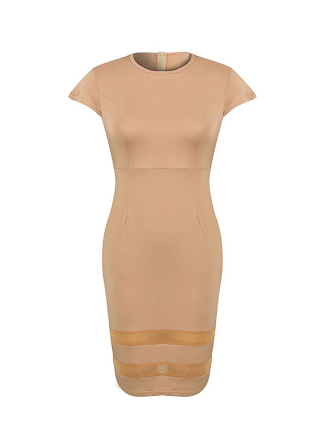 Generic - Slim Fit Midi Dress Khaki - Image 1