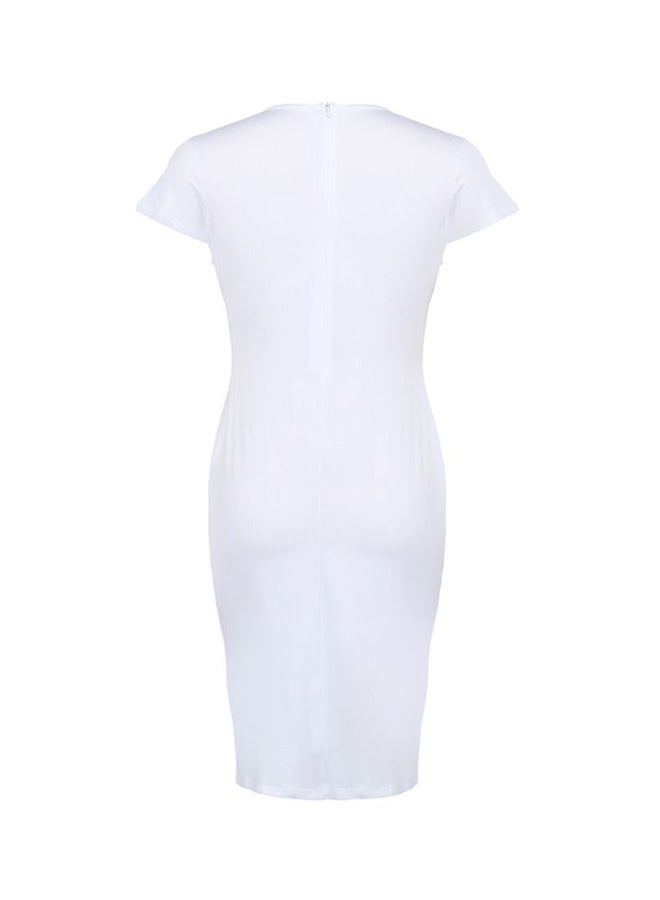 Generic - Mesh Splice Detailed Midi Dress White - Image 1