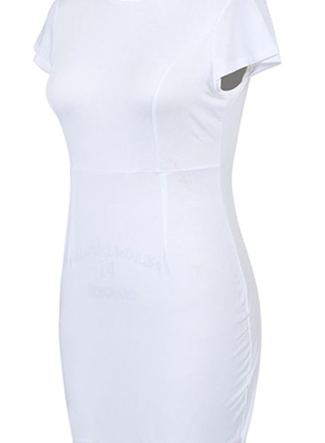 Generic - Mesh Splice Detailed Midi Dress White - Image 1