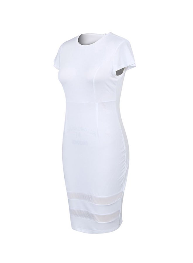 Generic - Mesh Splice Detailed Midi Dress White - Image 1