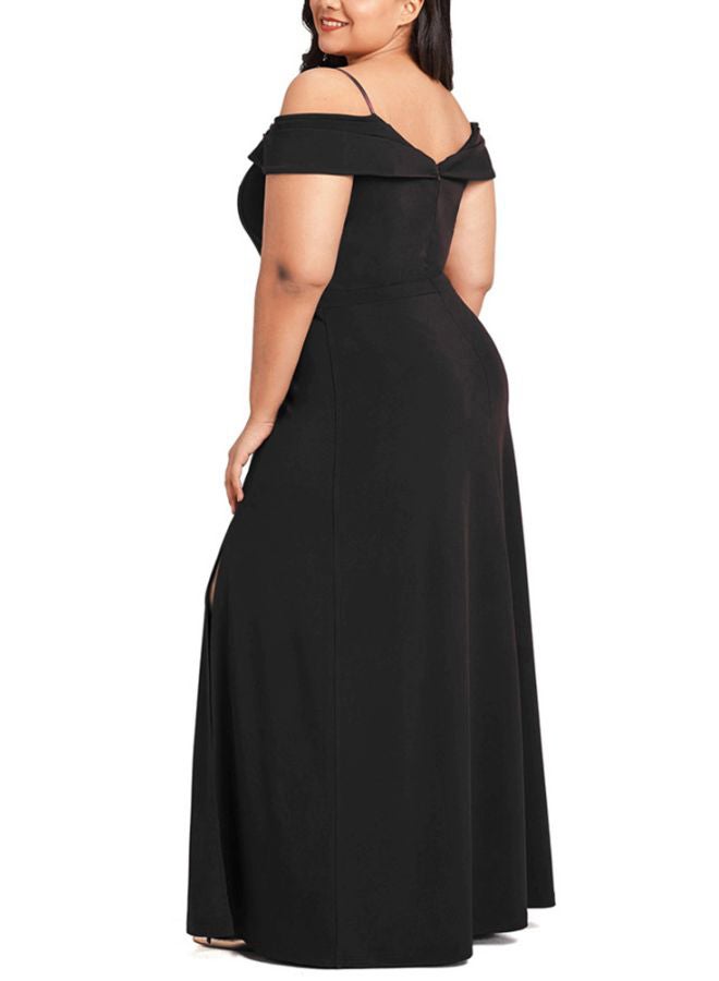Generic - Slit Patterned Maxi Dress Black - Image 1