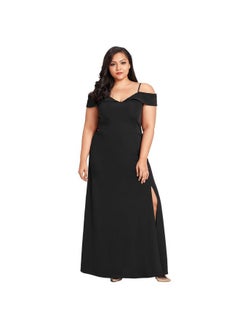 Slit Patterned Maxi Dress Black