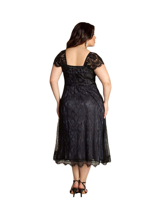 Generic - Floral Patterned Midi Dress Black - Image 1