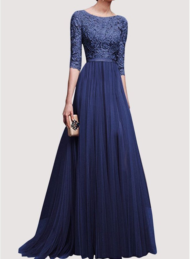 Lace Detailed Bodice Maxi Dress Blue - Image 1