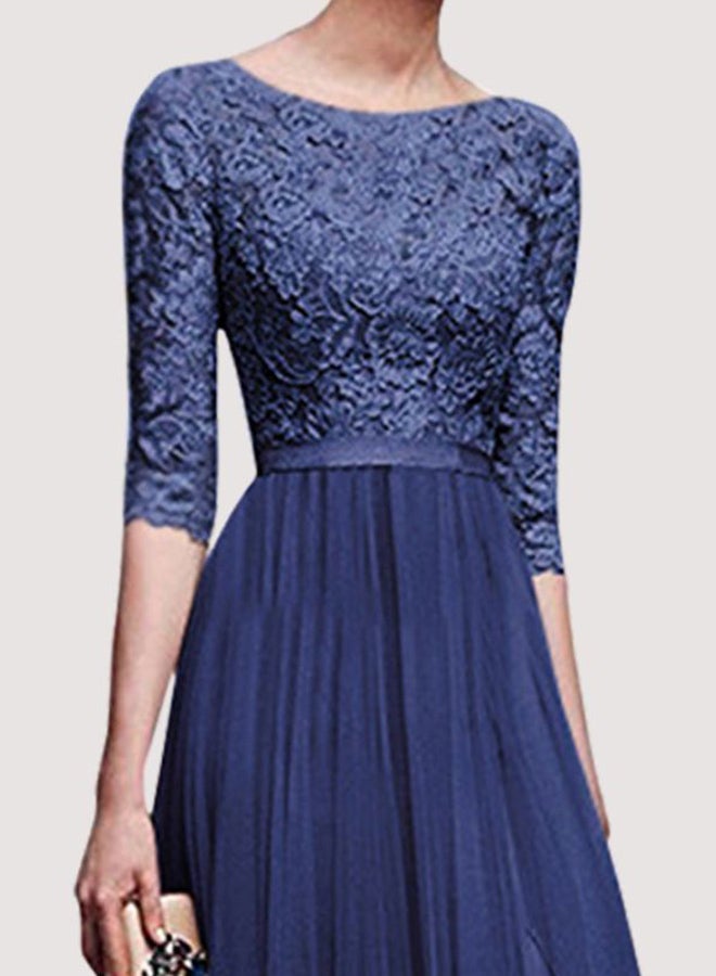 Lace Detailed Bodice Maxi Dress Blue - Image 2