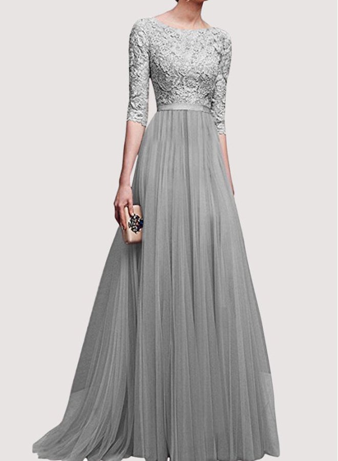 Lace Detailed Bodice Maxi Dress Grey - Image 1