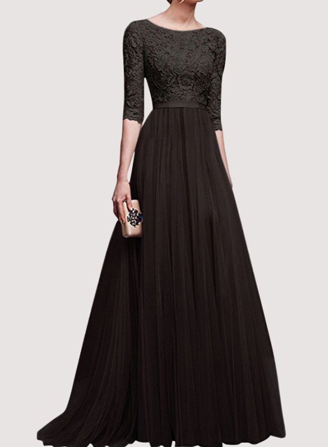 Lace Detailed Bodice Maxi Dress Black - Image 1