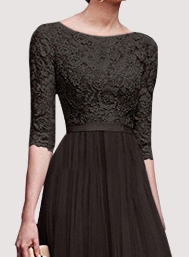 Lace Detailed Bodice Maxi Dress Black - Image 2