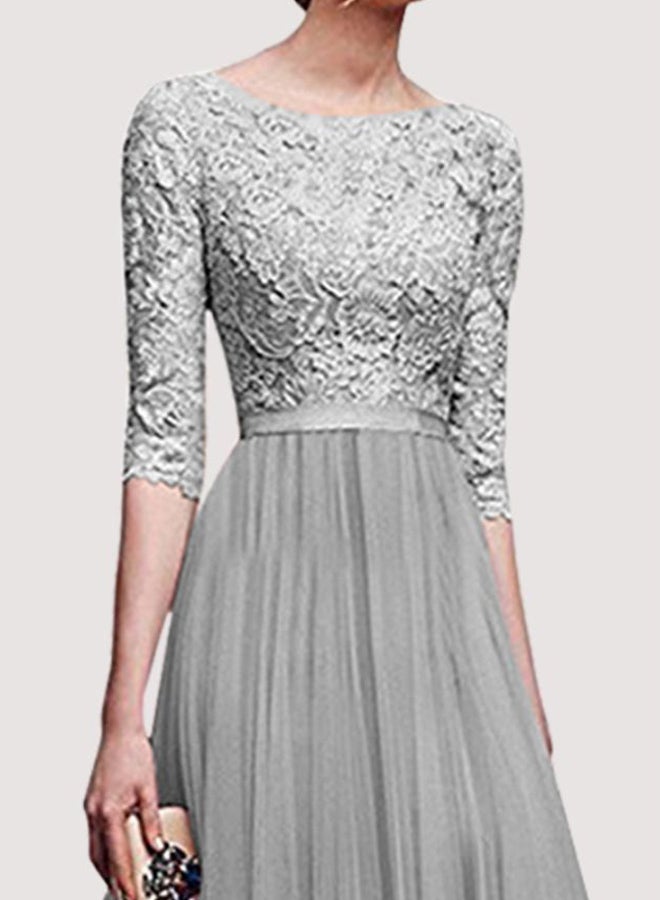 Lace Detailed Bodice Maxi Dress Grey - Image 2