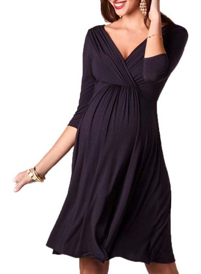 V-Neck Maternity Dress Black - Image 1