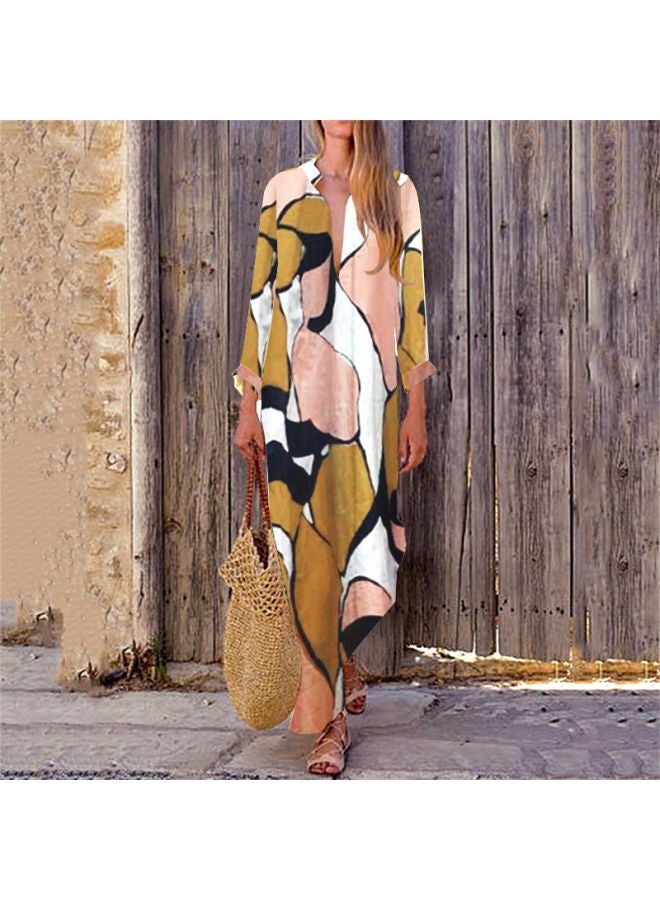 Printed Plunge Neck Maxi Dress Yellow/White/Pink - v1597070038/N38647365V_6