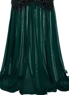 Generic Ruffles Hem Sequined Gown Dress Dark Green/Black  - Image 3