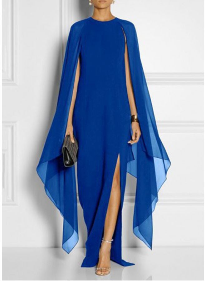 Trendy Placket Solid Shawl Tankinis Dress Blue - Image 3