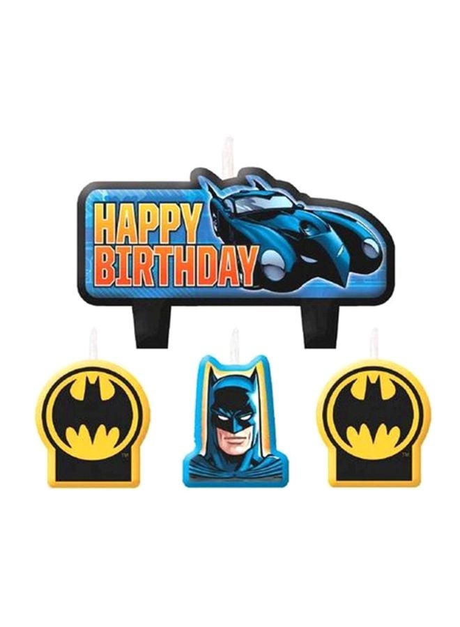 أمسكان طقم شموع مطبوع بعبارة HAPPY BIRTHDAY بنمط باتمان مكون من 4 قطع - Image 1