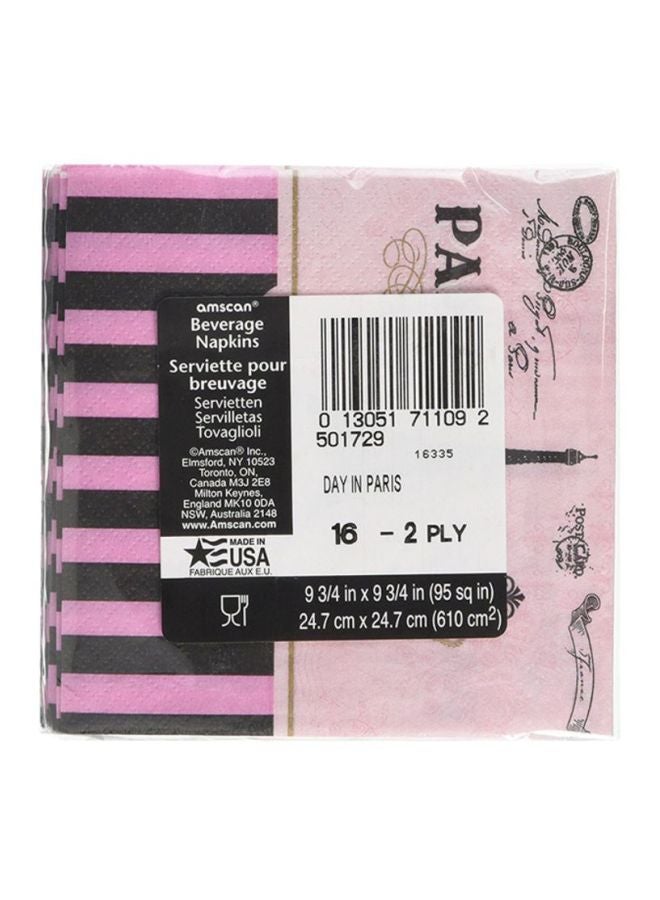 Amscan 16-Piece A Day In Paris Beverage Tissues 25cm Tableware Party Supplies 25cm - Image 2