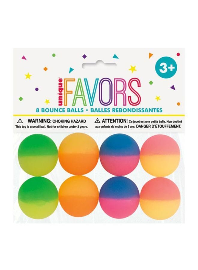 Unique Pack Of 8 Two Tone Bounce Balls 3cm - Image 1