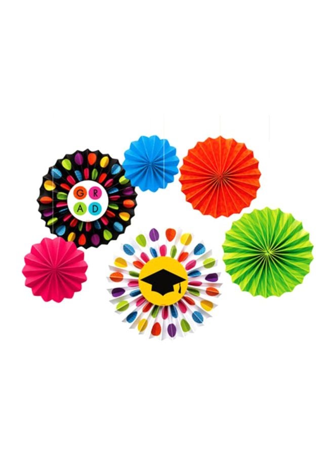 Amscan 6-Piece Colourful Grad Printed Paper Fan Decor Set